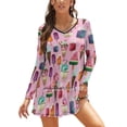 thumbnail image 1 of Ice-Cream Pattern Sweetheart Knot Flared Dress Fashion Design Large Size Loose Dress Summer Ice Icecream Ice Cream Sundae, 1 of 5