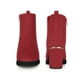 thumbnail image 4 of Unique Bargains Round Toe Platform Mirror Heeled Chunky Heels Boots for Women Red (Size 8), 4 of 4
