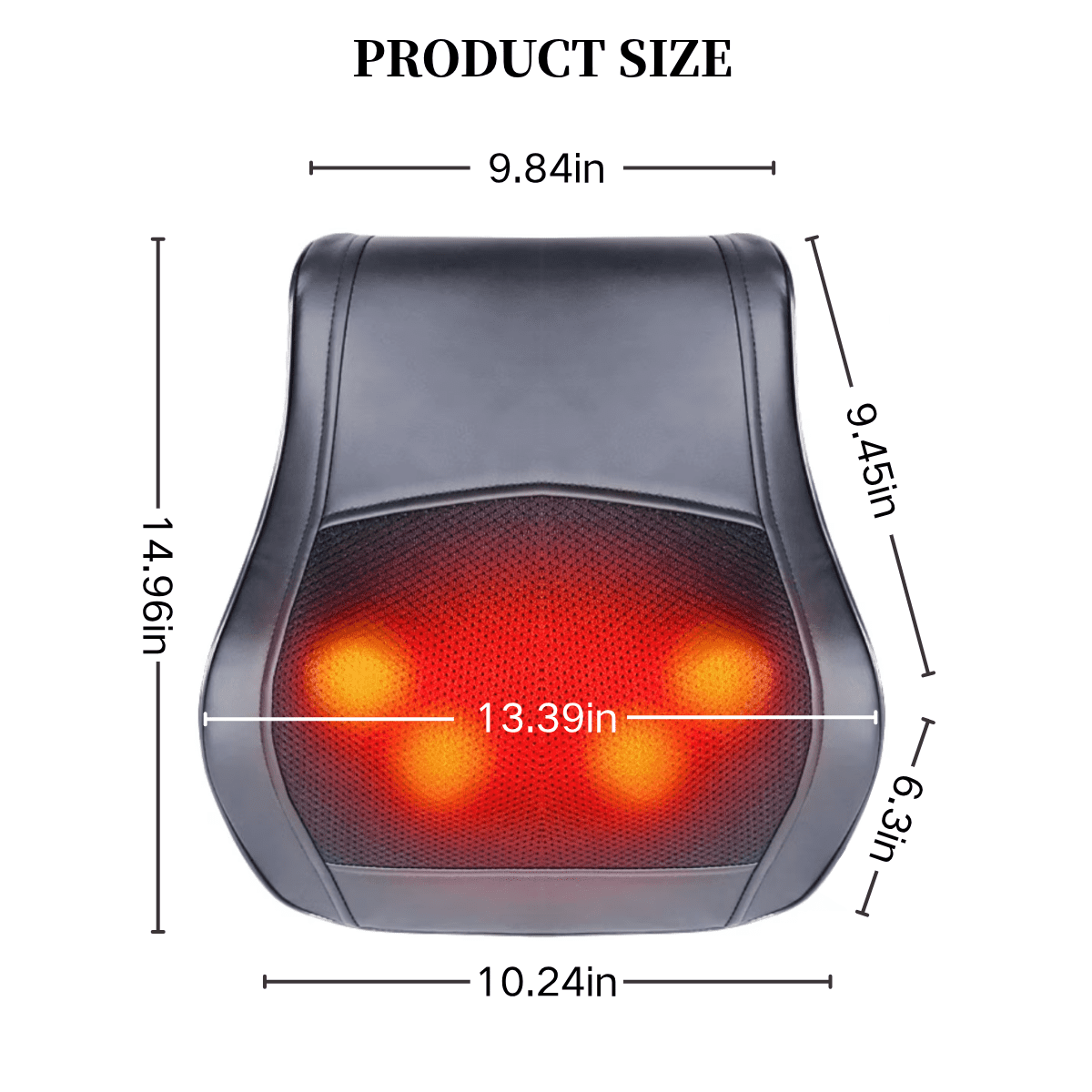 SPACEMUSE Deep-Kneading Shiatsu Neck & Back Massager with Heat for Full Body Pain Relief, Smart Timer, Adjustable Intensity Massage Pillow for Home, Office, Ideal Gift for Family & Friends, Black