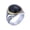 Black, variant on Men's Stainless Steel Vintage Hip Hop Oval Special Flower Carved Gemstone Biker Ring European and American Style Blue Size 13