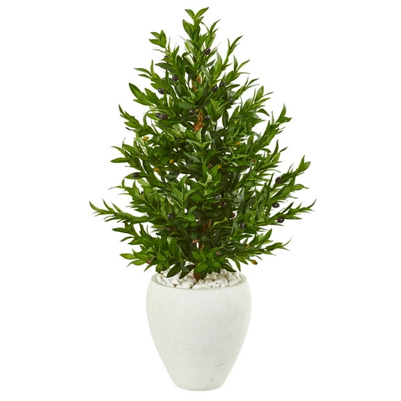 Nearly Natural 3.5' Olive Cone Artificial Topiary in Planter UV Resistant