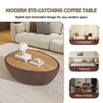 thumbnail image 5 of MDQMD 32.1'' Brown Modern Oval Coffee Table with Marble Top & Leather Covered,Round Stone Coffee Table for Living Room, 5 of 8