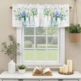 thumbnail image 3 of Blue Flowers Eucalyptus Leaf Window Valance Curtain Vintage Plant Glass Bottle Rod Pocket Short Curtain for Living Room, Bedroom & Kitchen Window Decor 42x12in, 3 of 8