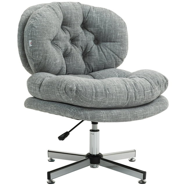 HOMCOM Computer Desk Chair, Armless Office Chair with Wide Padded Seat and Adjustable Height, Grey