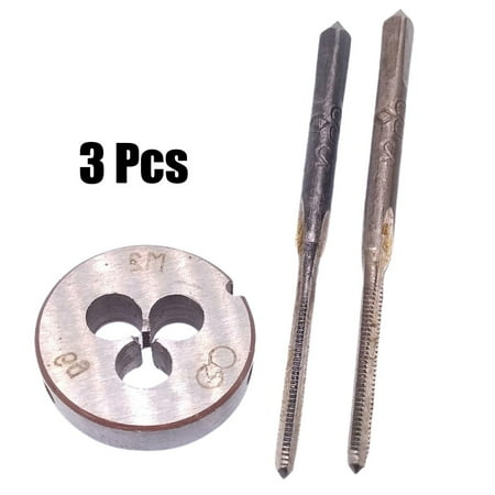 

3pcs HSS M2 x 0.4mm Taper & Plug Tap & M2 x 0.4mm Die Metric Thread Right Hand