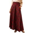thumbnail image 3 of WULMLEO Maxi Skirts for Women High Waisted Retro Flowy Long Plaid Skirt Renaissance Pull On Tartan A Line Skirt with Pockets Red XL, 3 of 4