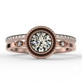 thumbnail image 1 of Gorgeous Art nouvea 1.60 Carat Round Cut Diamond Moissanite Engagement Ring, Boho Moissanite Wedding Ring, One Matching Band in 10k Solid Rose Gold, Gift For Her, Promise Ring, 1 of 4