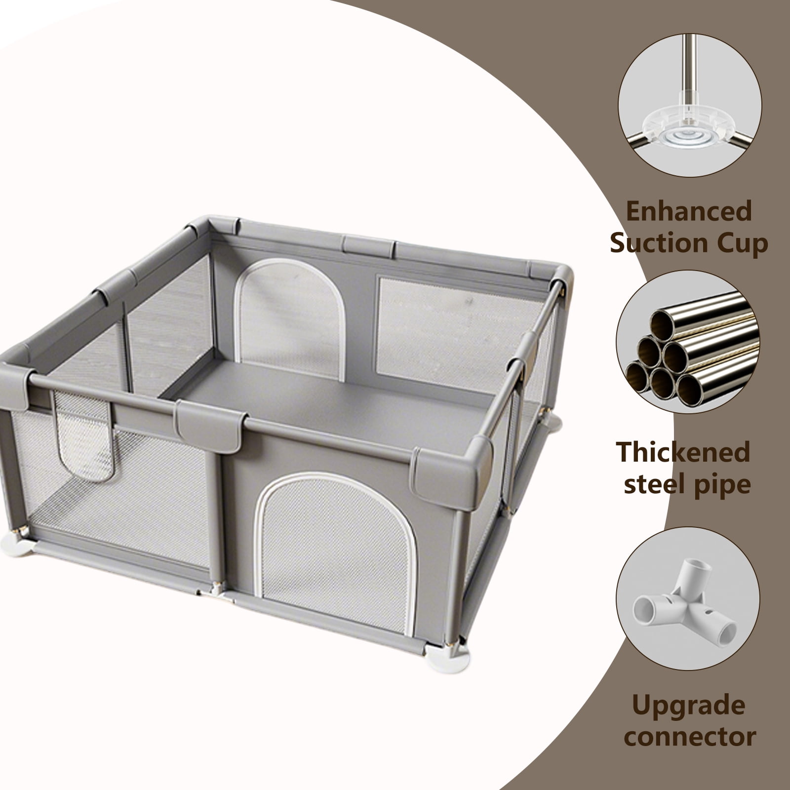 Baby Playpen 47 x 47 Inch, Large Playpen for Babies and Toddlers, Indoor & Outdoor Baby Fence Play Yard with Breathable Mesh