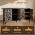 thumbnail image 2 of 61'' W Carved 4-Door Sideboard With Light, Wine Glass Rack And Legs，Suitable For Kitchen, Living Room, And Bedroom, Brown, 2 of 18