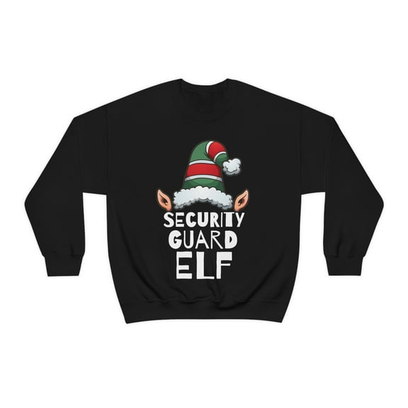 Security Guard Elf Unisex Sweatshirt, S-2XL Christmas Holidays Xmas Elves