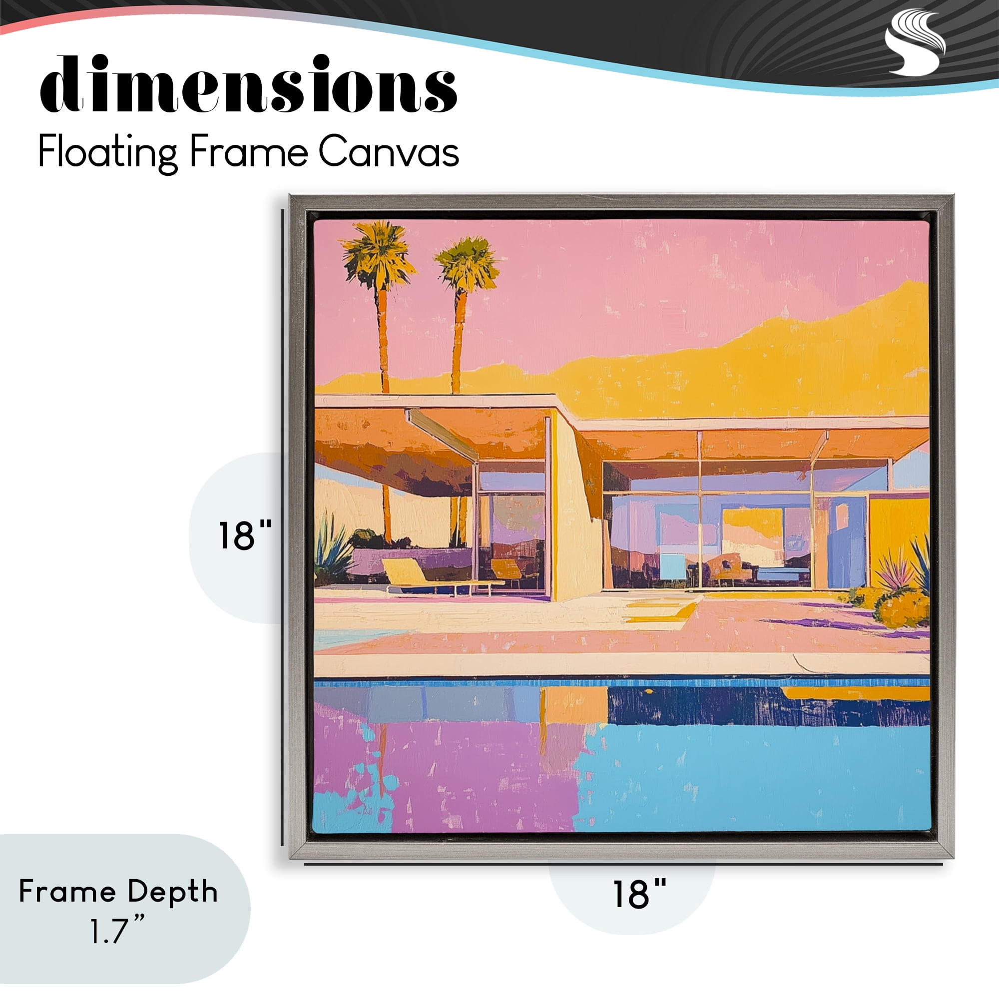 Stupell Industries Vivid Villa at Sunset Gray Framed Floater Canvas Wall Art, design by Walker Noble