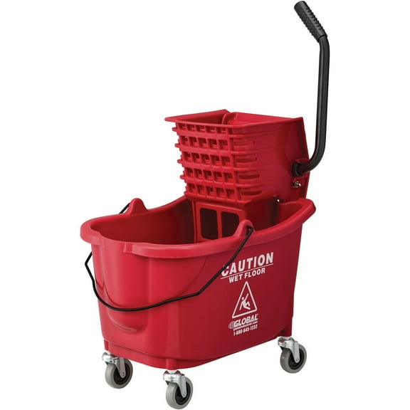 Global Industrial Mop Bucket And Wringer Combo 38 Qt. Side Press Red