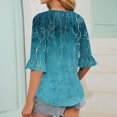 thumbnail image 3 of Viluyesy 3/4 Sleeves T-Shirt Women Round Neck Shirt Tops New Fold Loose Blouse Multicolor Size XL, 3 of 6