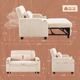thumbnail image 6 of Ktaxon Sofa Bed, Corduroy Mechanical Pull-Out Loveseat, Convertible Couch for Living Room, Apartment Beige, 6 of 11