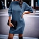 thumbnail image 4 of Suéter de cuello alto y manga larga de color puro para mujer, vestido de otoño e invierno, 4 of 6