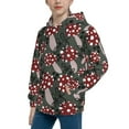 thumbnail image 2 of Picia Autumn Forest Mushrooms Pattern Youth Hoodie - Warm Pullover Sweatshirt with Kangaroo Pocket, Ideal for Boys and Girls-Large, 2 of 6