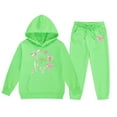 thumbnail image 4 of Cute Baby Girl Outfits Long Sleeve Letter Print Casual Hoodie Pullover Tops Sweatshirt Pants Children Fall Winter Clothes 8-9 Years, 4 of 4