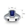 thumbnail image 5 of SuperJeweler 1 1/2 Carat Octagon Shape Created Sapphire and Halo Diamond Ring In Sterling Silver For Women, 5 of 6