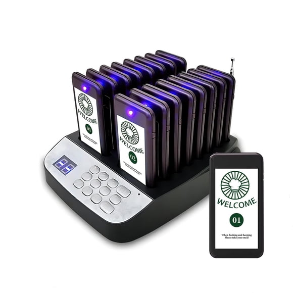 Restaurant Pager System,Pagers for Restaurants 1640ft Long Range,Social Distancing Keeping 16 Pagers and Buzzers,Waterproof Beepers Restaurants|Food