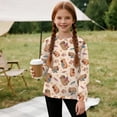 thumbnail image 5 of POLERO 2 Pack Capybara Girls Long Sleeve Shirts 11-12 Years Soft Crewneck Long-Sleeve Loose T-Shirts Cute Basic Tops Layering Tees, 5 of 6