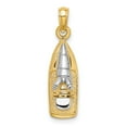 thumbnail image 1 of FB Jewels 14k White and Yellow Two Tone Gold 3D Wave Runner with white Moveable Seat Pendant, 1 of 4