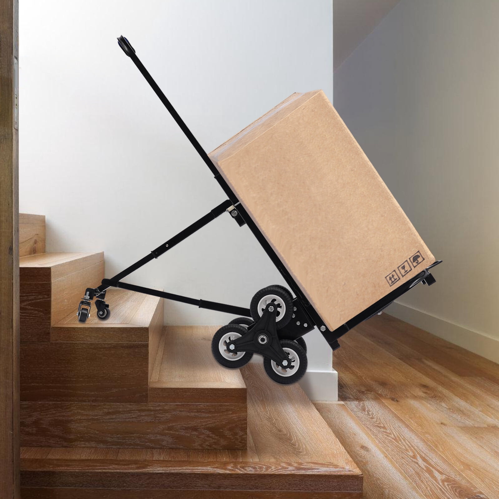 ToppiJoy Portable Stair Climbing Cart, Climbing Cart Hold up to 330lbs, Portable Stair Climber Hand Truck Heavy Duty with 10 Wheels Black