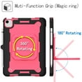 thumbnail image 3 of Kids Durable Handle Case for iPad Air 5th/4th Gen 10.9 inch, Silicone PC Heavy Duty Protection [360 Rotating Ring Stand/Adjustable Shoulder Strap] Tablet Case Cover for iPad Air 5th/4th,Black+Rose, 3 of 8