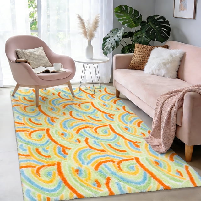 MeyJey Alfombras de Área Shag 3'x5', Alfombras de Área Peludas y Esponjosas para Sala de Estar, Alfombra Grande y Esponjosa para Recámara, Alfombras Peludas para Habitación de Niños, Alfombra Peluda,