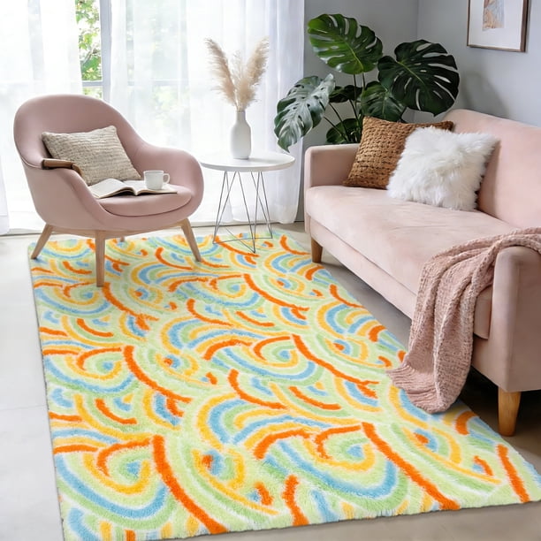 MeyJey Alfombras de Área Shag 3'x5', Alfombras de Área Peludas y Esponjosas para Sala de Estar, Alfombra Grande y Esponjosa para Recámara, Alfombras Peludas para Habitación de Niños, Alfombra Peluda,