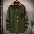 thumbnail image 1 of Rbaofujie Deals Liquidation Cardigan à Capuche Patchwork Manches Longues pour Hommes avec Fermeture Éclair Vert Armée, 1 of 5
