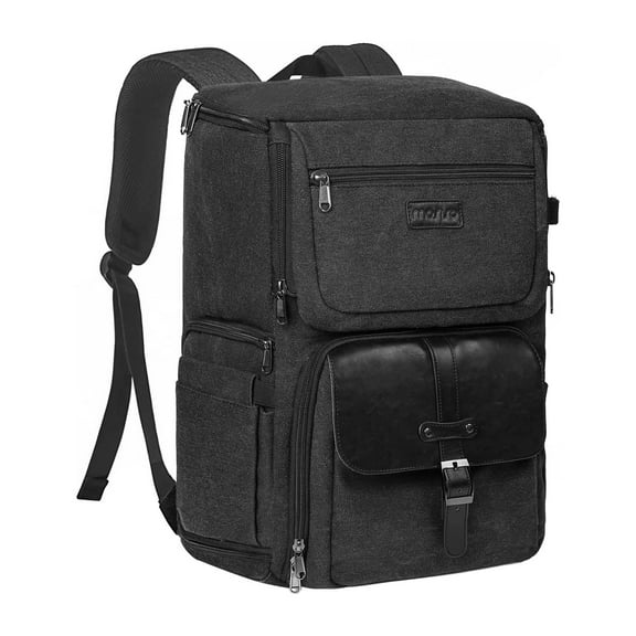 Mosiso Camera Backpack,15-16 inch Laptop Compartment for Canon/Nikon/Sony/DJI Mavic Drone,DSLR/SLR Camera Bag Case PU Flap Front Pocket with Tripod Holder,Black