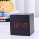 thumbnail image 2 of Black wood red letter, creative voice controlled LED wood clock, night light lazy person square wood clock, LED digital wood electronic alarm clock, 2 of 5