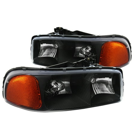 - Spec-D Tuning New 2000-2006 Gmc Sierra Yukon Xl Euro Crystal Headlights Head Lamps Black 2000 2001 2002 2003 2004 2005 2006 (Left + Right)