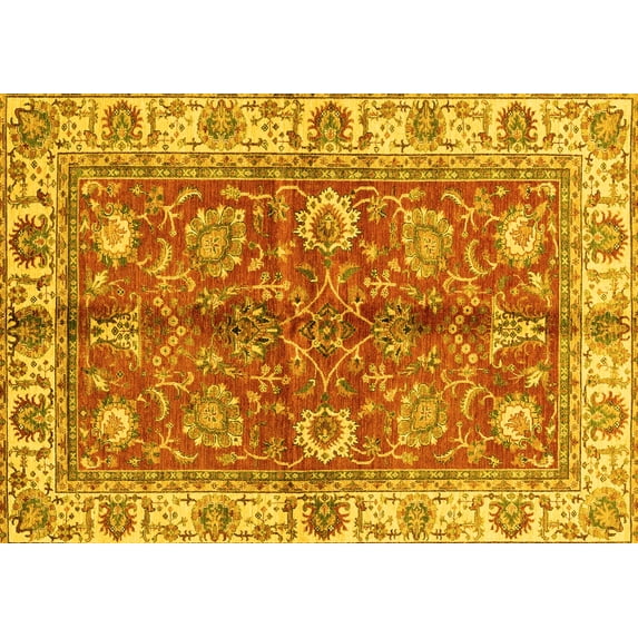 Ahgly Company Indoor Rectangle Abstract Yellow Modern Area Rugs, 7' x 10'