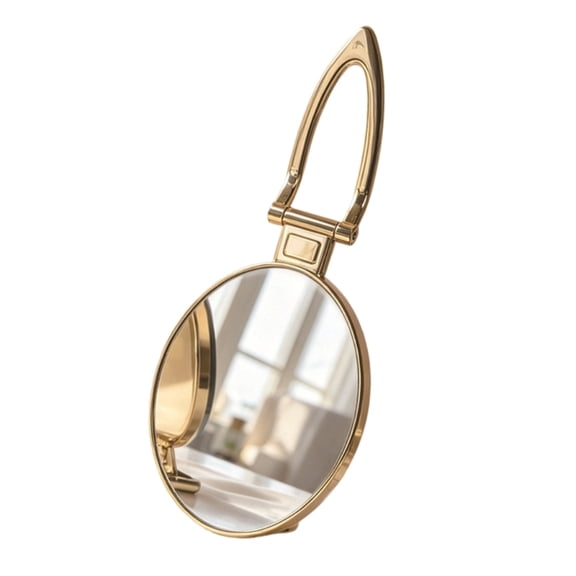 Portable Folding Handheld Mirror With Hanging Hook And Clear Glass Surfaces