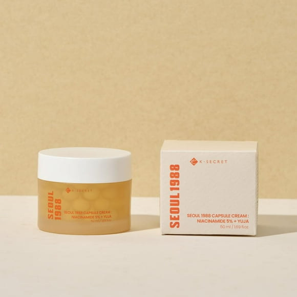 Crema en cápsulas KSECRET SEOUL 1988: niacinamida 5% + Yuja, para antienvejecimiento, iluminar, mejorar la textura e hidratar, 1,69 fl.oz./50 ml