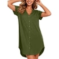 thumbnail image 2 of Fantaslook Nightgowns for Women Short Sleeve Button Down Shirts Summer Sleepwear Sexy House Dress, 2 of 9