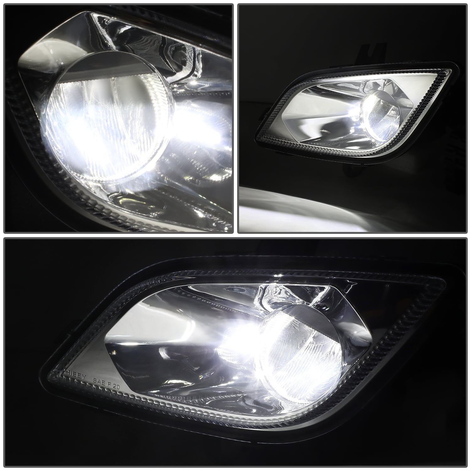 DNA Motoring LED Driving Fog Light Lamps for 2018-2024 Freightliner Cascadia, Chrome Housing