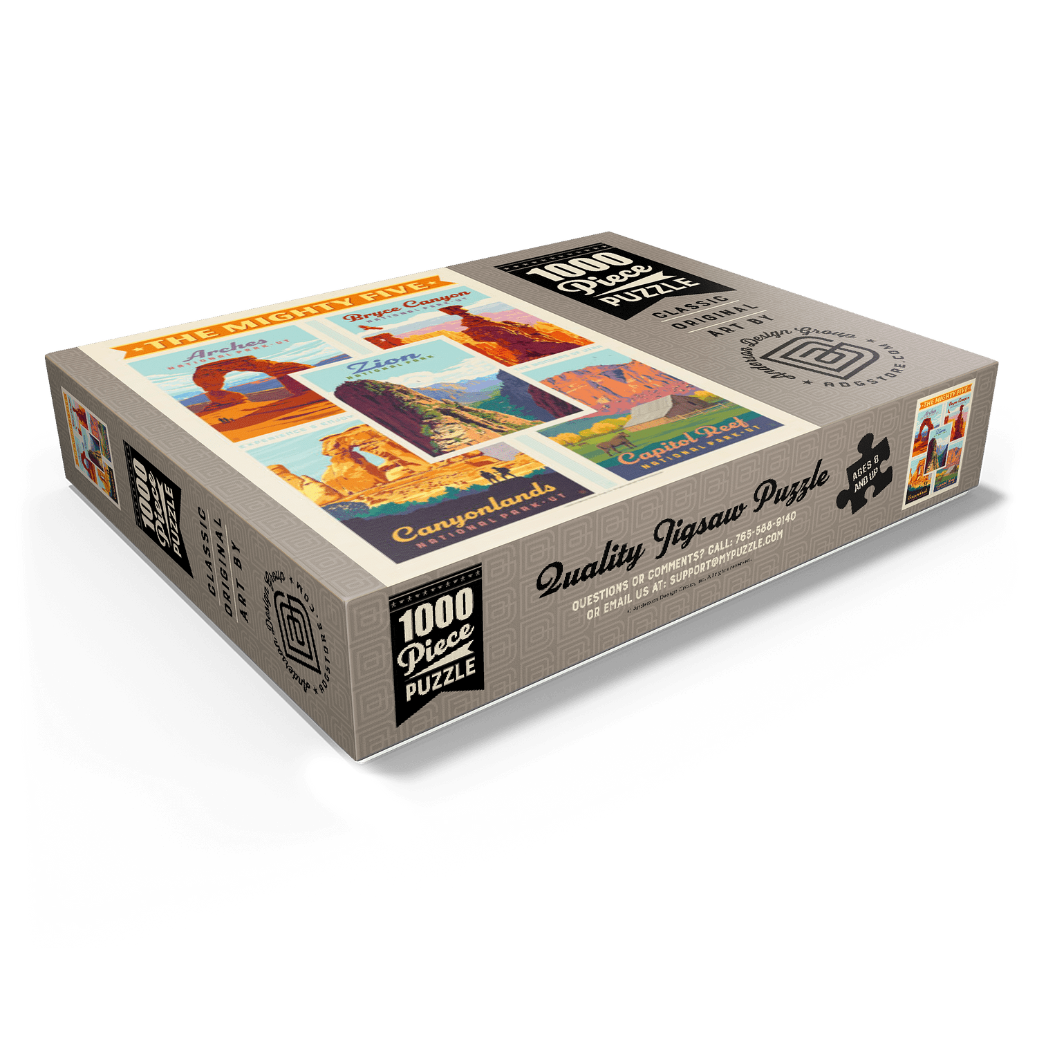 MyPuzzle - The Mighty Five: Utah National Parks, Vintage Poster - Premium 1000 Piece Jigsaw Puzzle for Adults