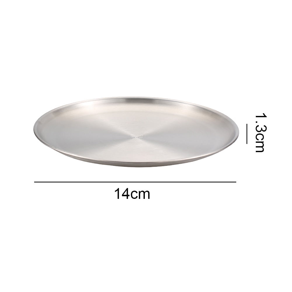 Lot De 2 Assiettes Rondes En Acier Inoxydable, Argent, Pour Camping Et Pique-nique, Neuves
