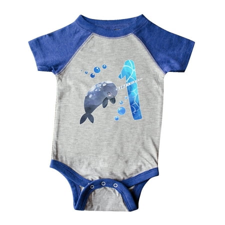 

Inktastic Cute Narwhal 1st Birthday Gift Baby Boy or Baby Girl Bodysuit