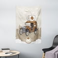 thumbnail image 1 of Cars Tapestry, Old Fashioned Car with Coffee Cup on The Top Caffeine Beverage Hot Drink, Wall Hanging for Bedroom Living Room Dorm Decor, 40W X 60L Inches, Caramel Cocoa White, by Ambesonne, 1 of 2