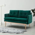 thumbnail image 3 of Modern Lounge Tufted Couch Velvet Club Sofa with Rose Golden Legs, 2 Seater Small Sofa Chair Upholstered Living Room Loveseat Sofa Couch with Soft Padded Seat - Green, 3 of 8