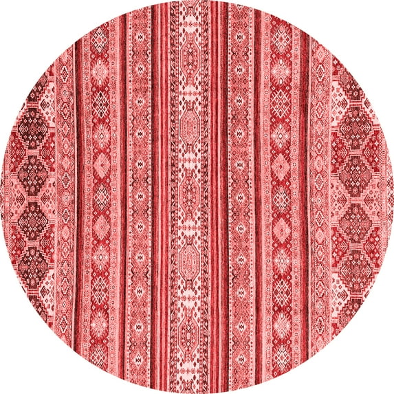 Ahgly Company Machine Washable Indoor Round Abstract Red Modern Area Rugs, 5' Round