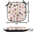 thumbnail image 5 of Food Chair Seating Cushion Set of 6, Donuts and Little Hearts Pattern Colorful Yummy Delicious Desserts Print, Seat Pads for Office with Anti-slip Backing, 16"x16", Pink Brown, by Ambesonne, 5 of 7
