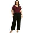 thumbnail image 3 of DARING DIVA Women's Plus Fashion Basic Short Sleeve Top 2X Burgundy, 3 of 6