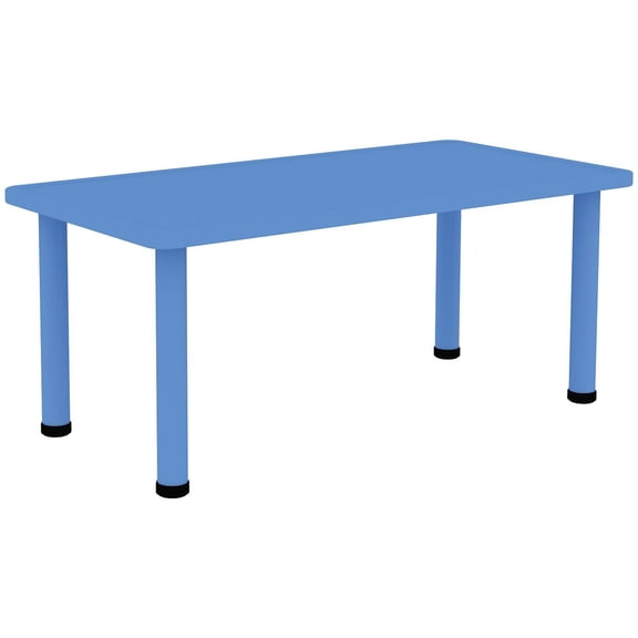 Homelala - Blue - Kids Table - Height Adjustable 18.25" - 19.25" Rectangle Shape Child Plastic Activity Table Bright Colorful Learn Play School Home Fun Children Furniture Round Safety Corners 24”x48"