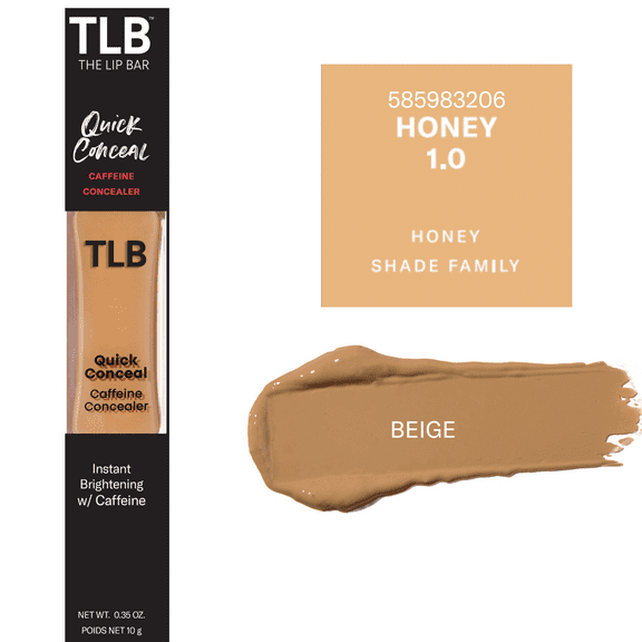 The Lip Bar Quick Conceal Caffeine Concealer, Honey 1.0, Medium Coverage