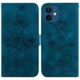 thumbnail image 2 of Compatible avec iPhone 12 Mini Étui Portefeuille Embossé Lys avec Porte-Cartes en Cuir PU à Rabat, 2 of 5