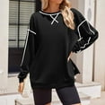 thumbnail image 4 of Oversized Sweatshirts for Women 2025 Fall Long Sleeve Crewneck Side Slit Color Block Sweatshirt Pullover Tops, 4 of 6
